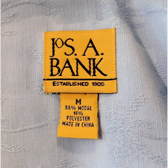 Jos A Bank Tropical Shirt Mens M Blue Casual Hawaiian Palm Tree Short Slv Pocket - Picture 7 of 7